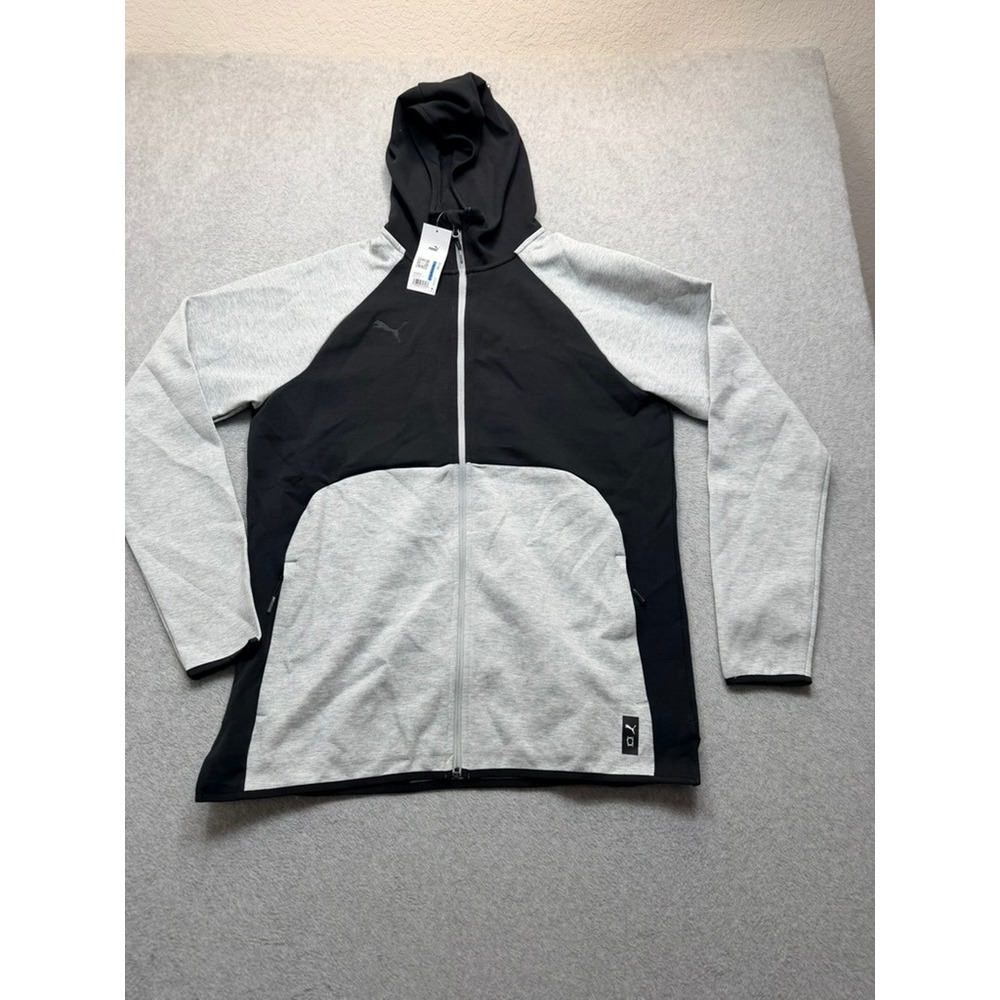 Puma Hoops Team Dime Jacket Mens XL Light Gray Heather Black Hoodie 676638 02